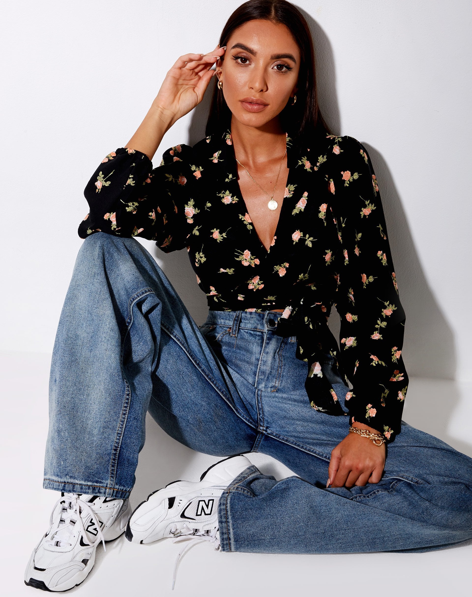 Immagine di Briza Crop Top in Rose Garden Nero