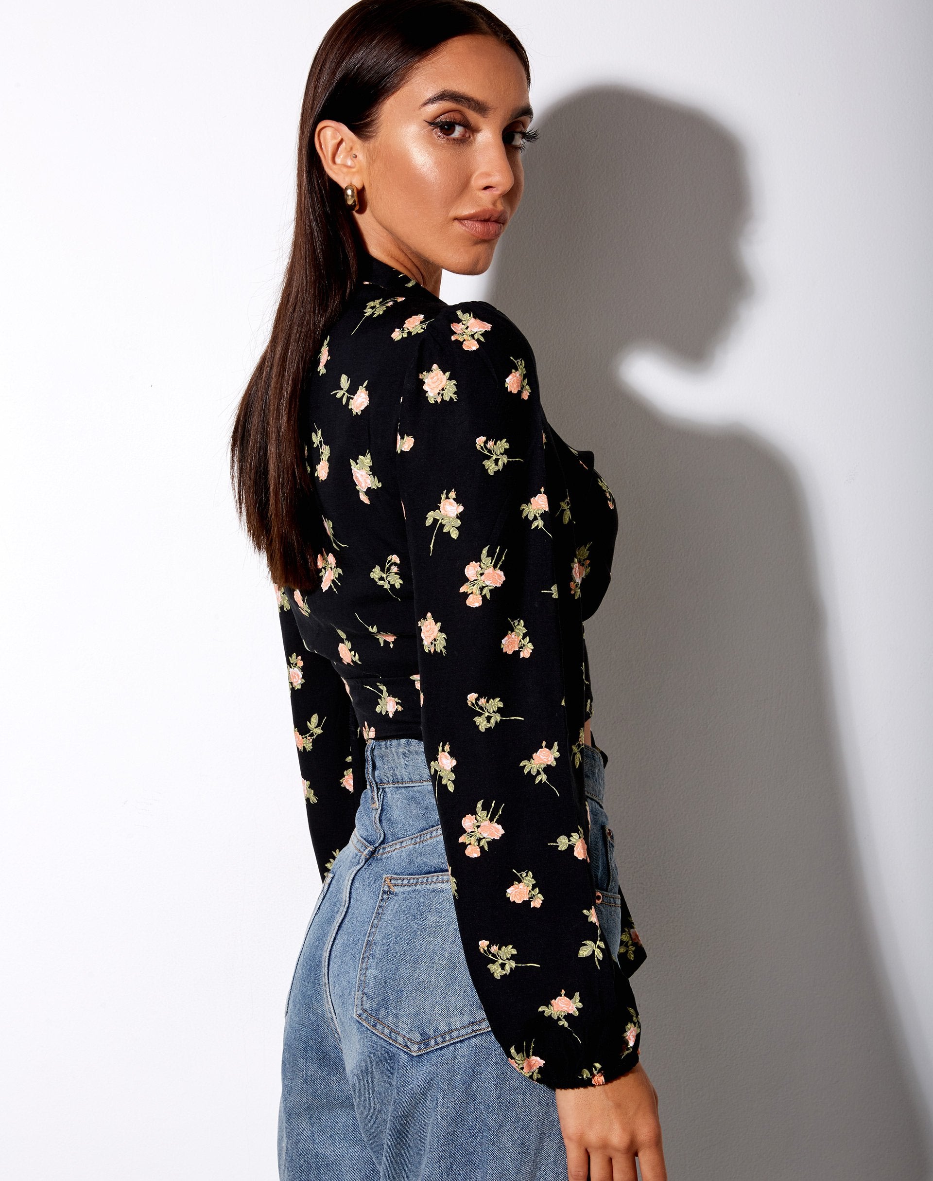 Immagine di Briza Crop Top in Rose Garden Nero