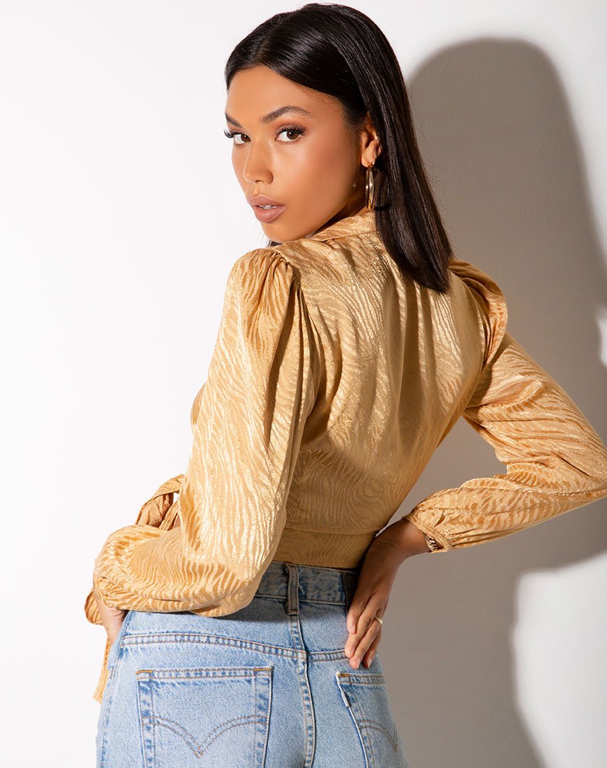 Immagine di Briza Crop Top in raso Zebra Caramello