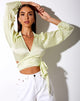 Immagine di Briza Crop Top in raso Zebra Pistacchio