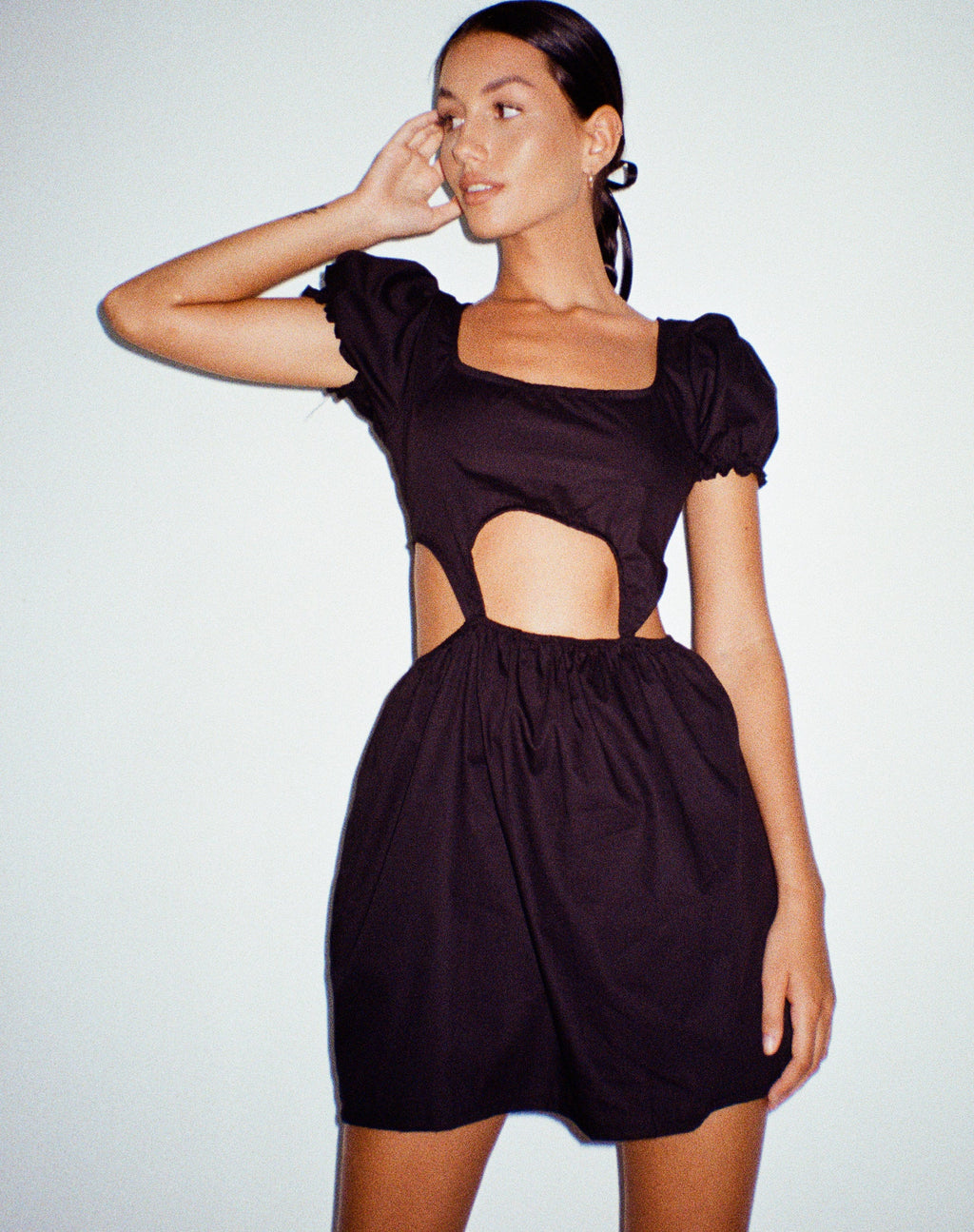Mini abito Brynlie in popeline nero