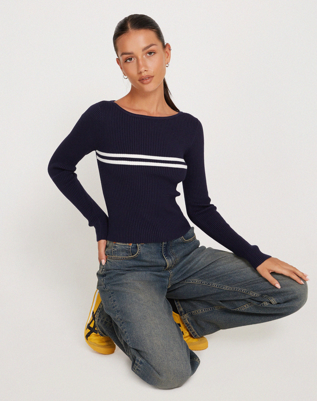 Buana - Top a maniche lunghe in blu scuro