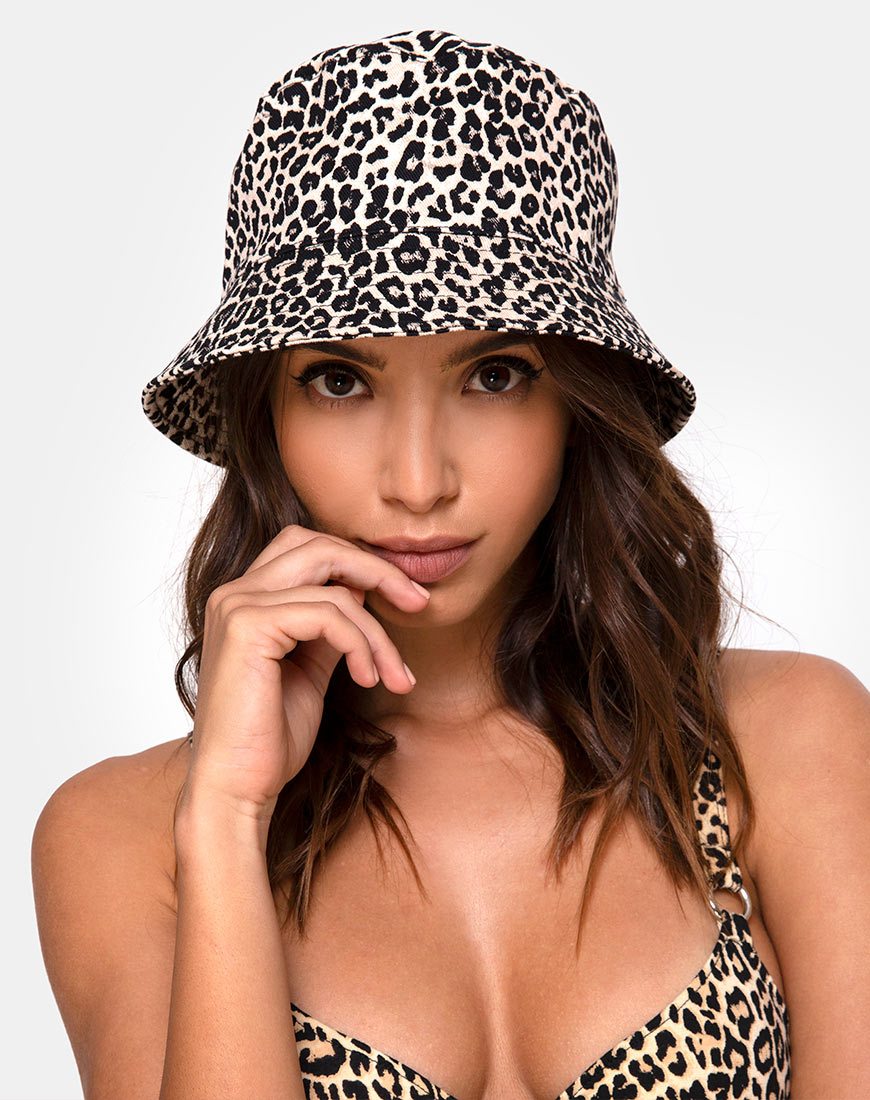 Cappello a secchiello in Rar Leopard Brown Hat