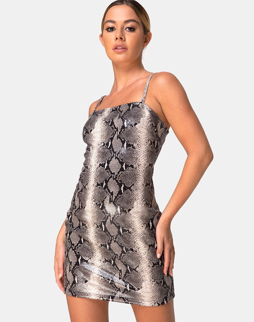 Abito Burmay in PU Beige Snake