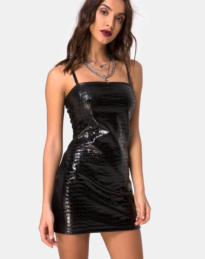 Abito Burmay in PU Croco Nero