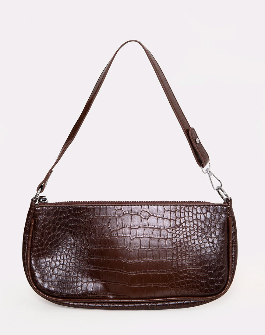 Immagine della borsa a tracolla Gigi in Croc Chocolate