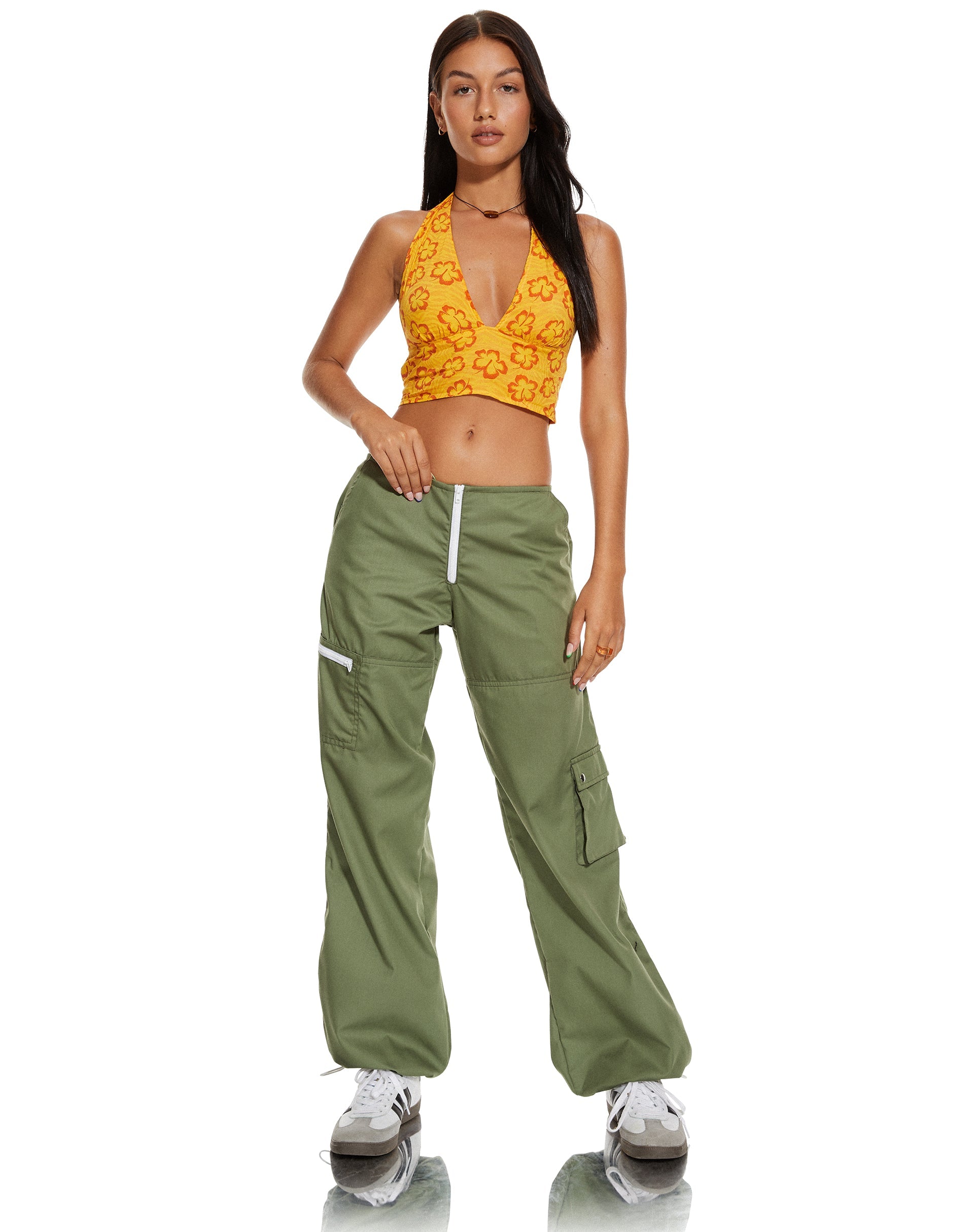 immagine di MOTEL X BARBARA Nanda Crop Top in Hibiscus Zebra Orange