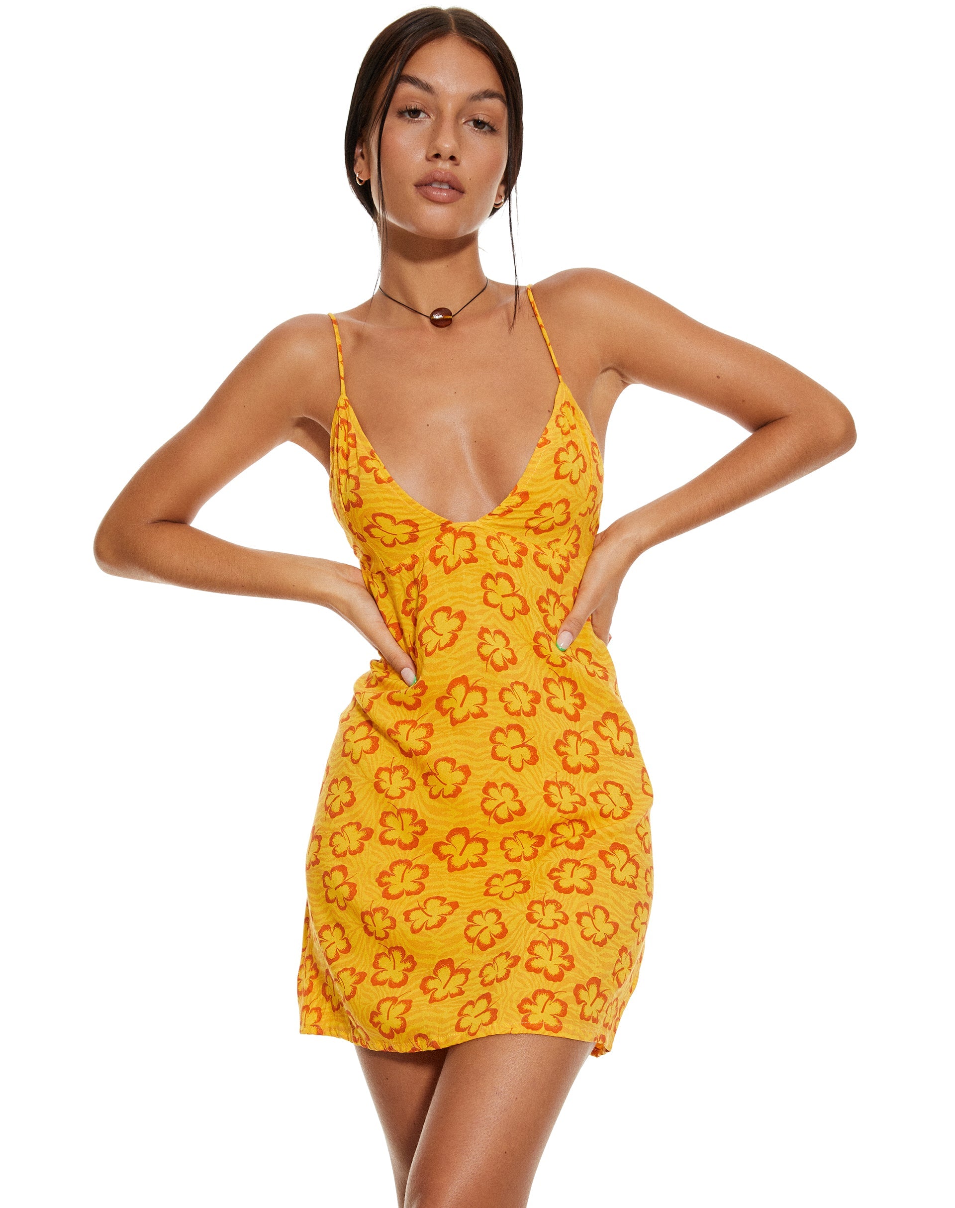 immagine di MOTEL X BARBARA Senor Mini Dress in Hibiscus Zebra Orange