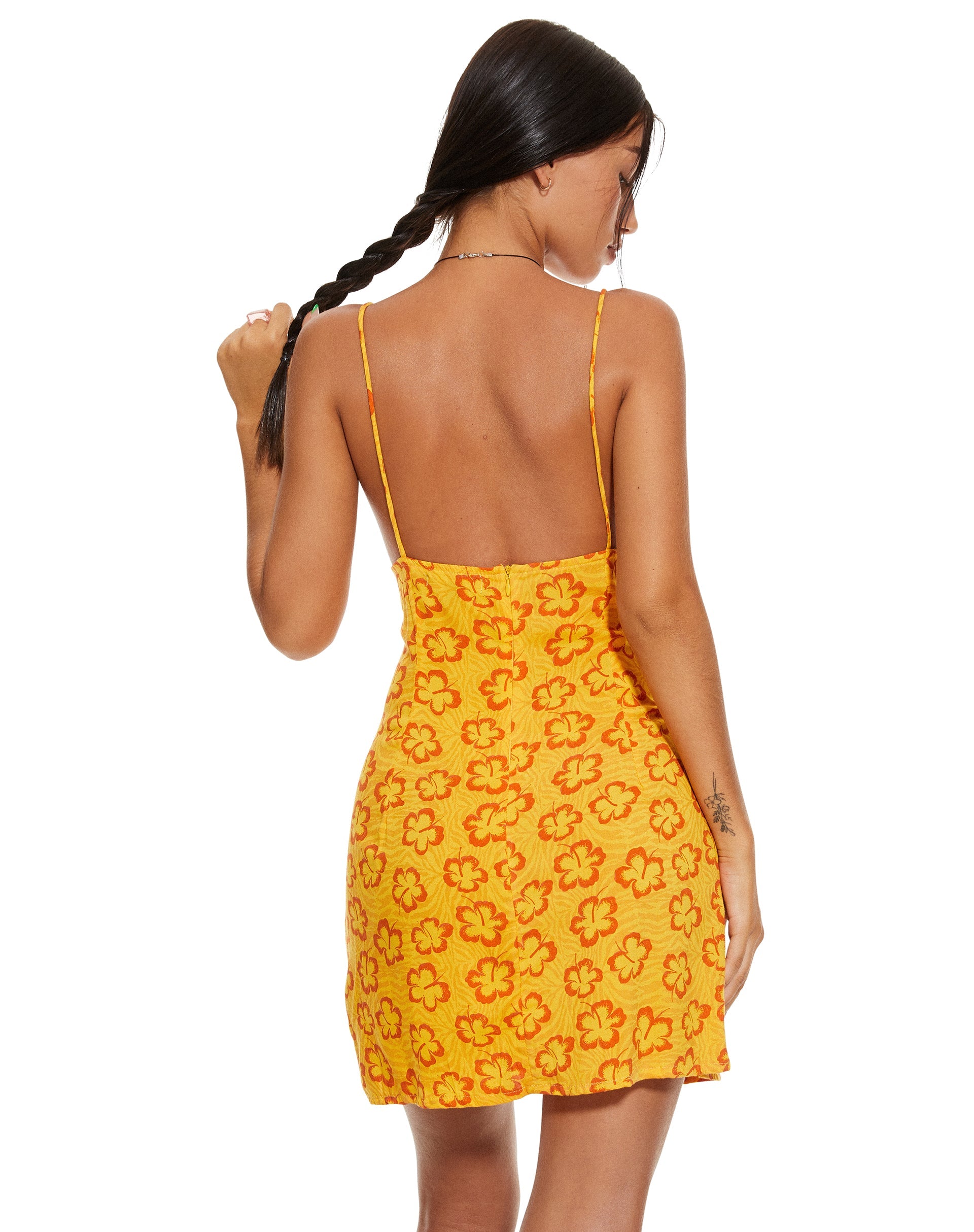 immagine di MOTEL X BARBARA Senor Mini Dress in Hibiscus Zebra Orange
