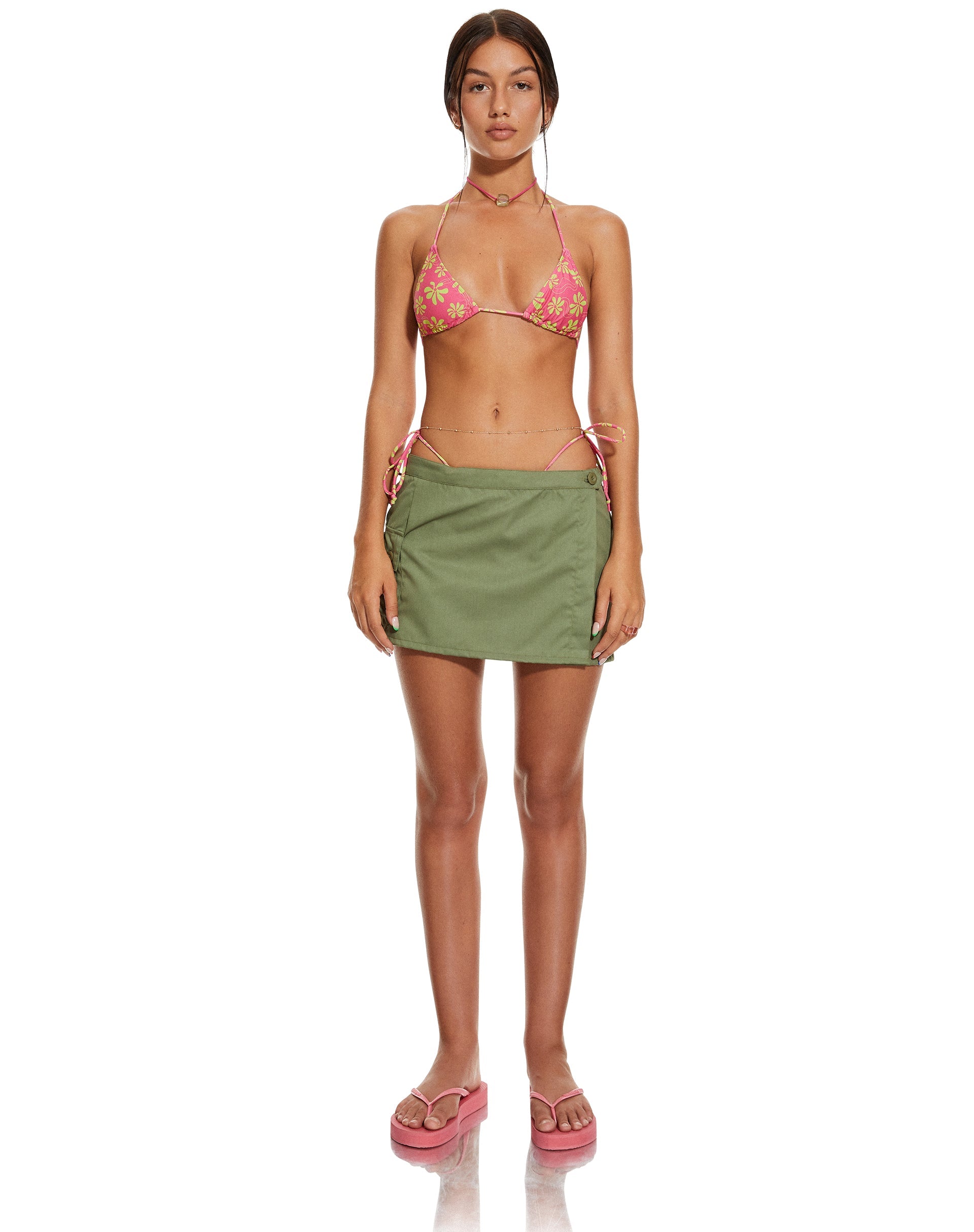 immagine di MOTEL X BARBARA Pami Bikini Top in rosa caldo floreale anni '90