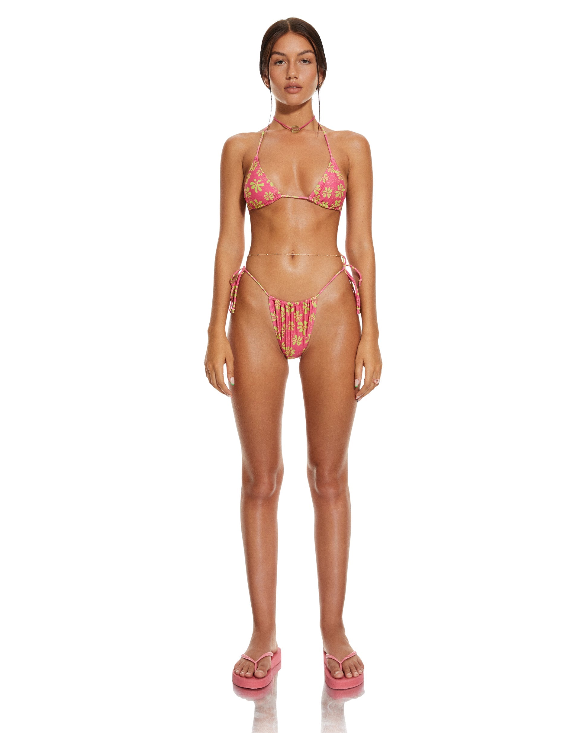 immagine di MOTEL X BARBARA Pami Bikini Top in rosa caldo floreale anni '90