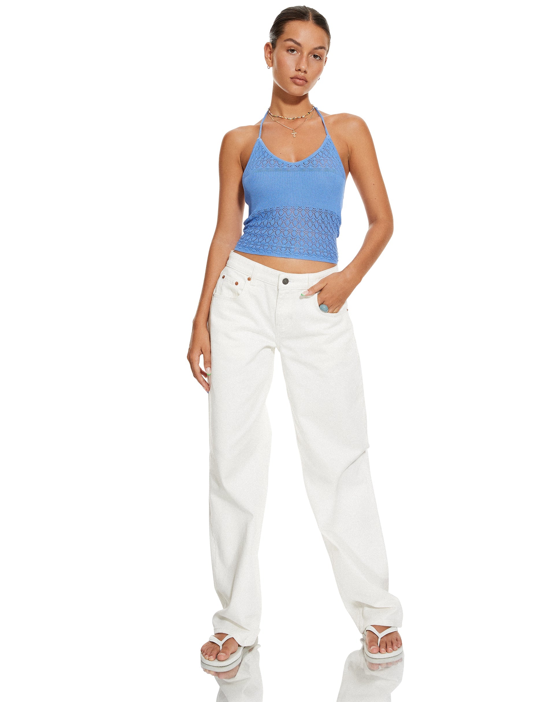 immagine di MOTEL X BARBARA Roe Crop Top in blu