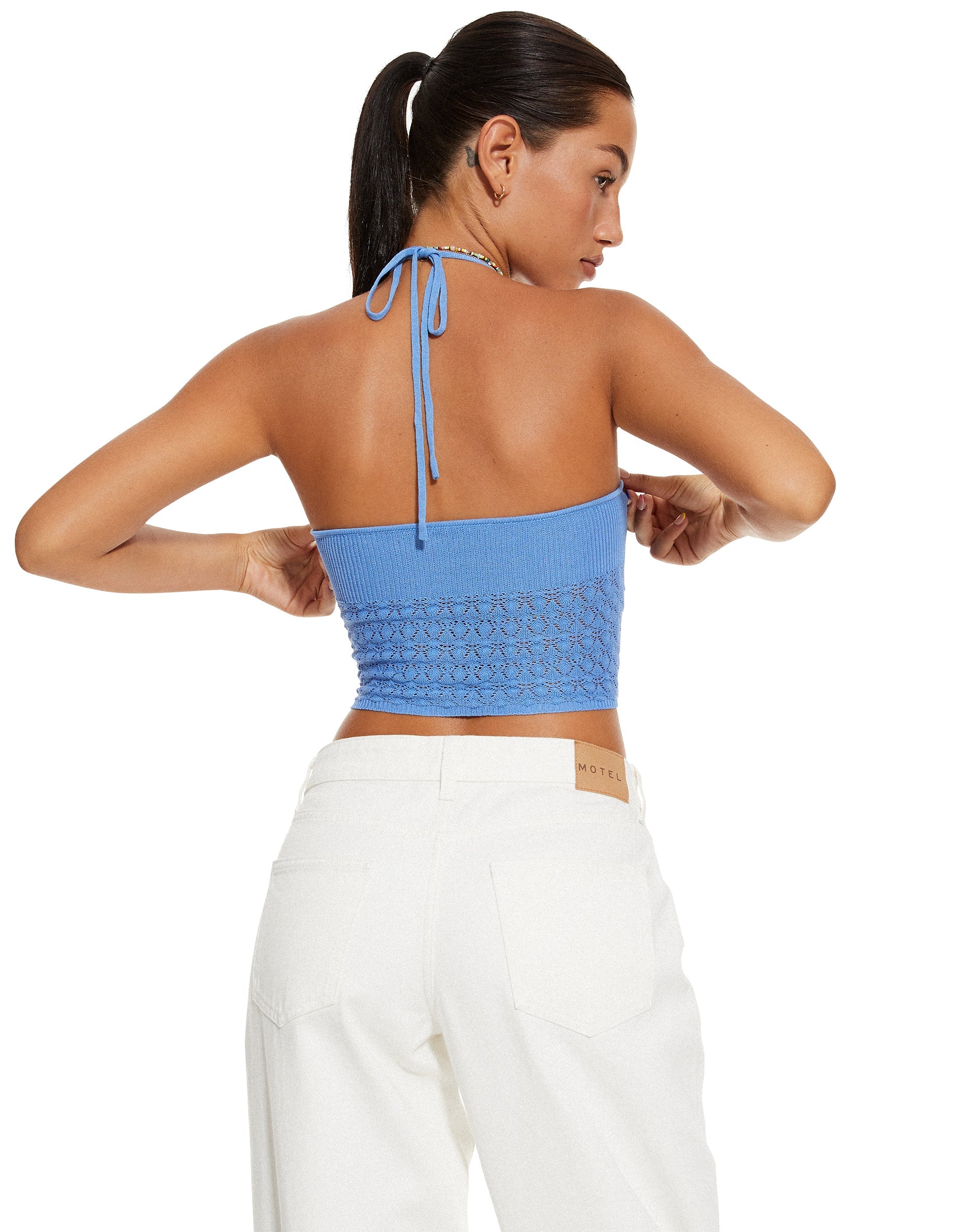 immagine di MOTEL X BARBARA Roe Crop Top in blu