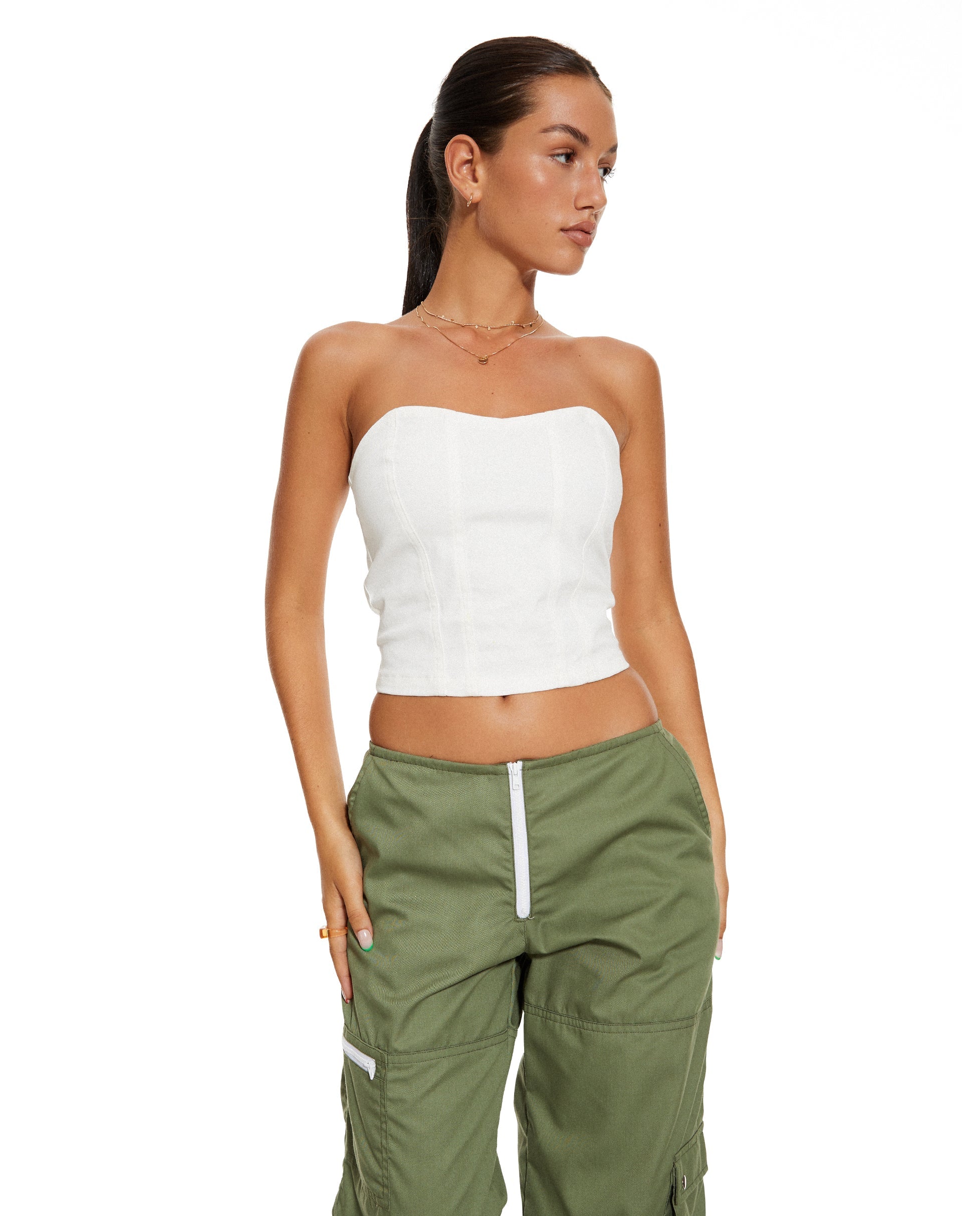 immagine di MOTEL X BARBARBA Steia Corsetto Top in bianco