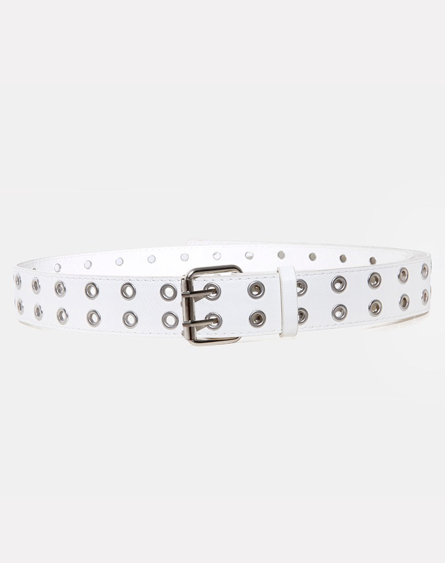 Immagine di Cintura con doppio occhiello in PU bianco punk