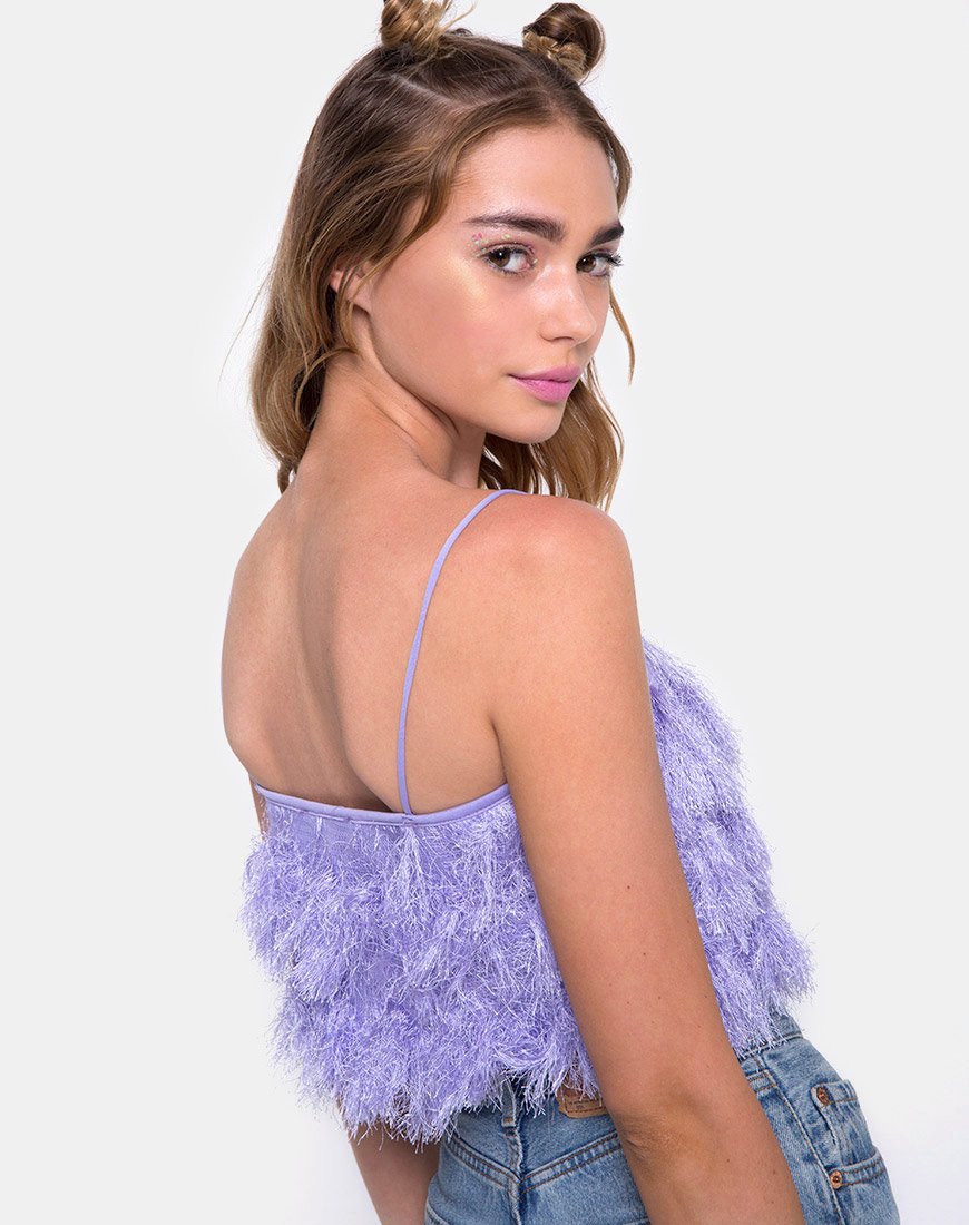 Immagine di Cadence Crop Top in ecopelliccia Lilla