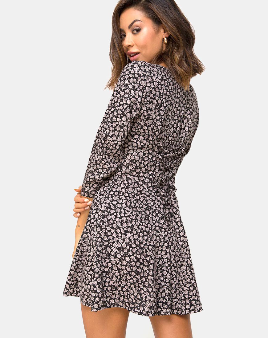 Immagine di Camisa Swing Dress in Ditsy Rose Nero