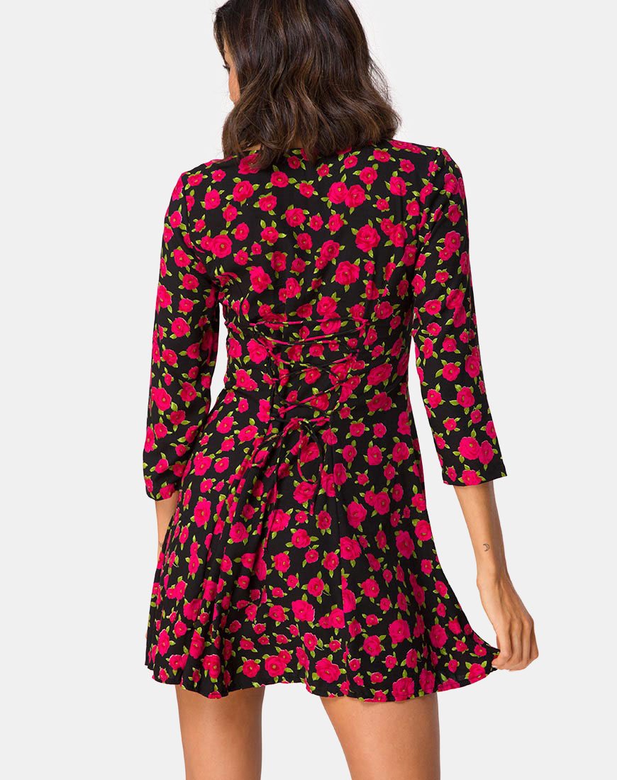 Abito Camisa in Red Bloom