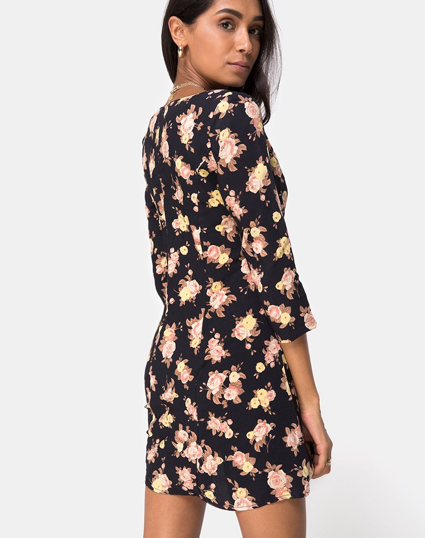 Camosa Swing Dress in rosa antico nero