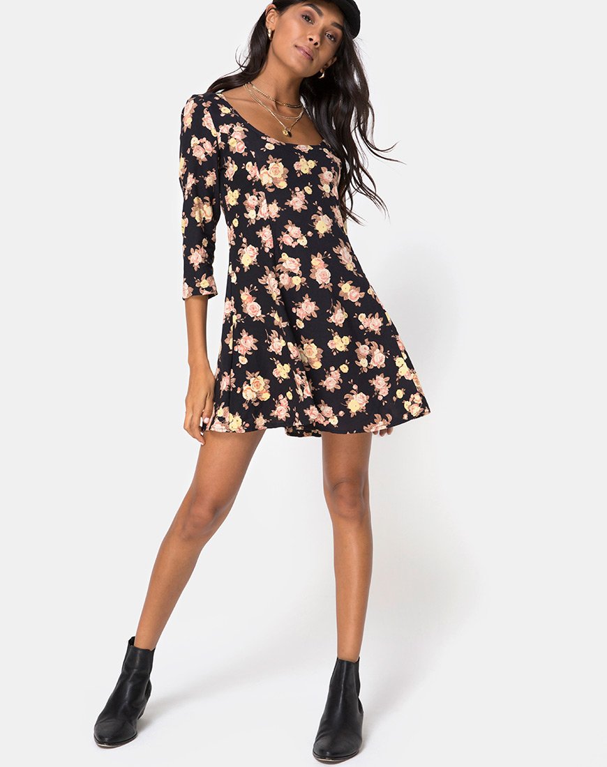 Immagine di Camosa Swing Dress in Rosa Antico Nero