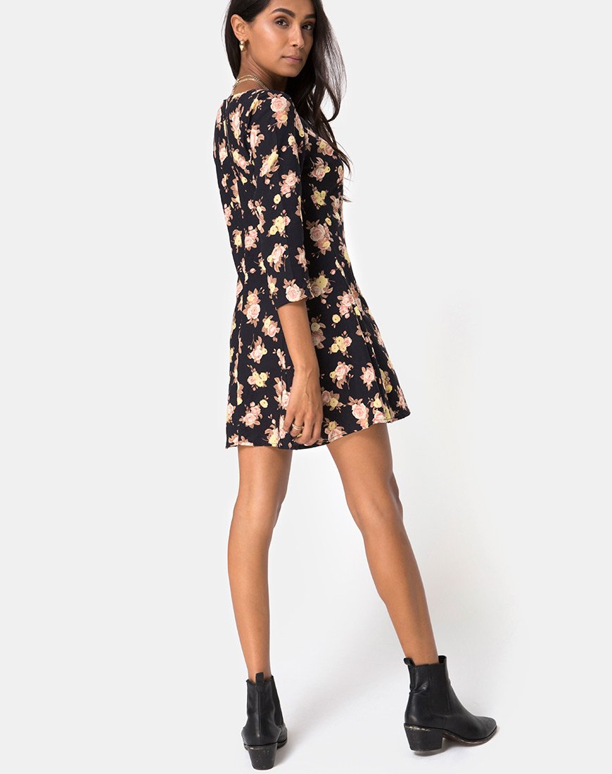 Immagine di Camosa Swing Dress in Rosa Antico Nero