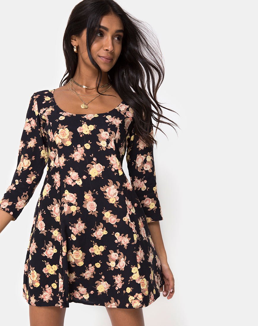 Camosa Swing Dress in rosa antico nero
