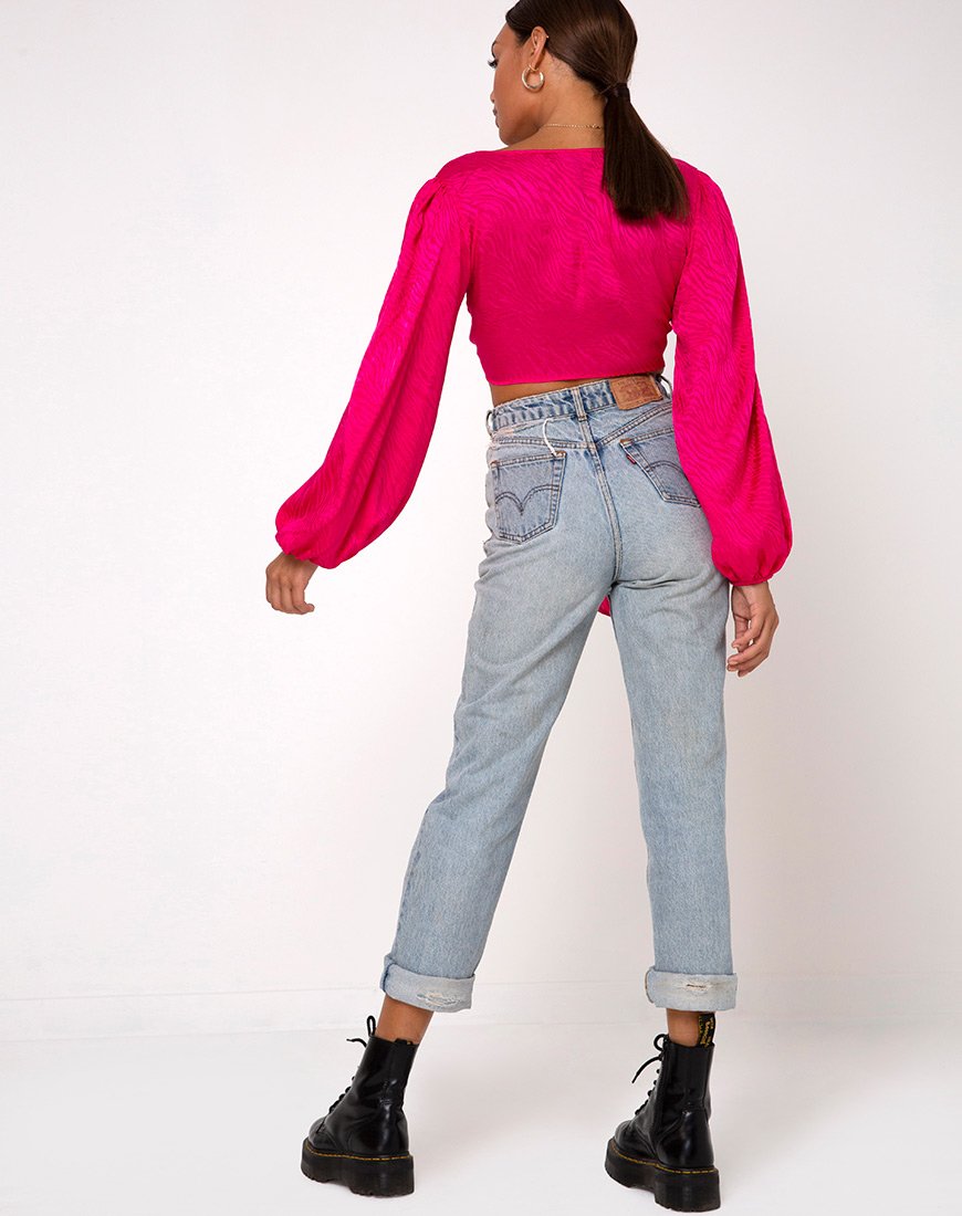 Immagine di Carina Crop Top in satin zebrato fucsia