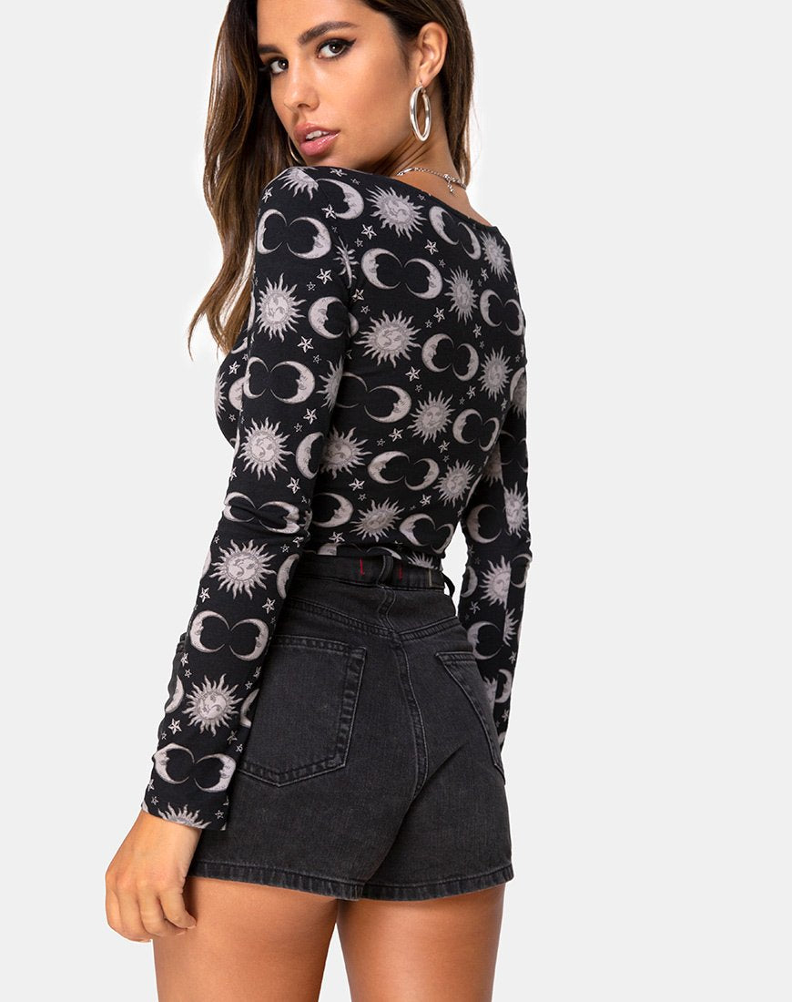 Top Carla in nero chiaro di luna
