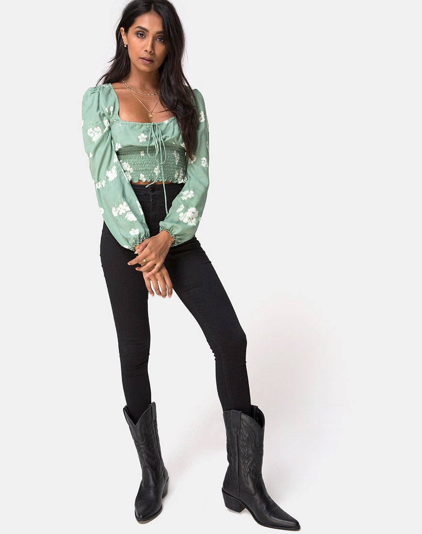 Immagine di Carmen Top in Mono Flower Green