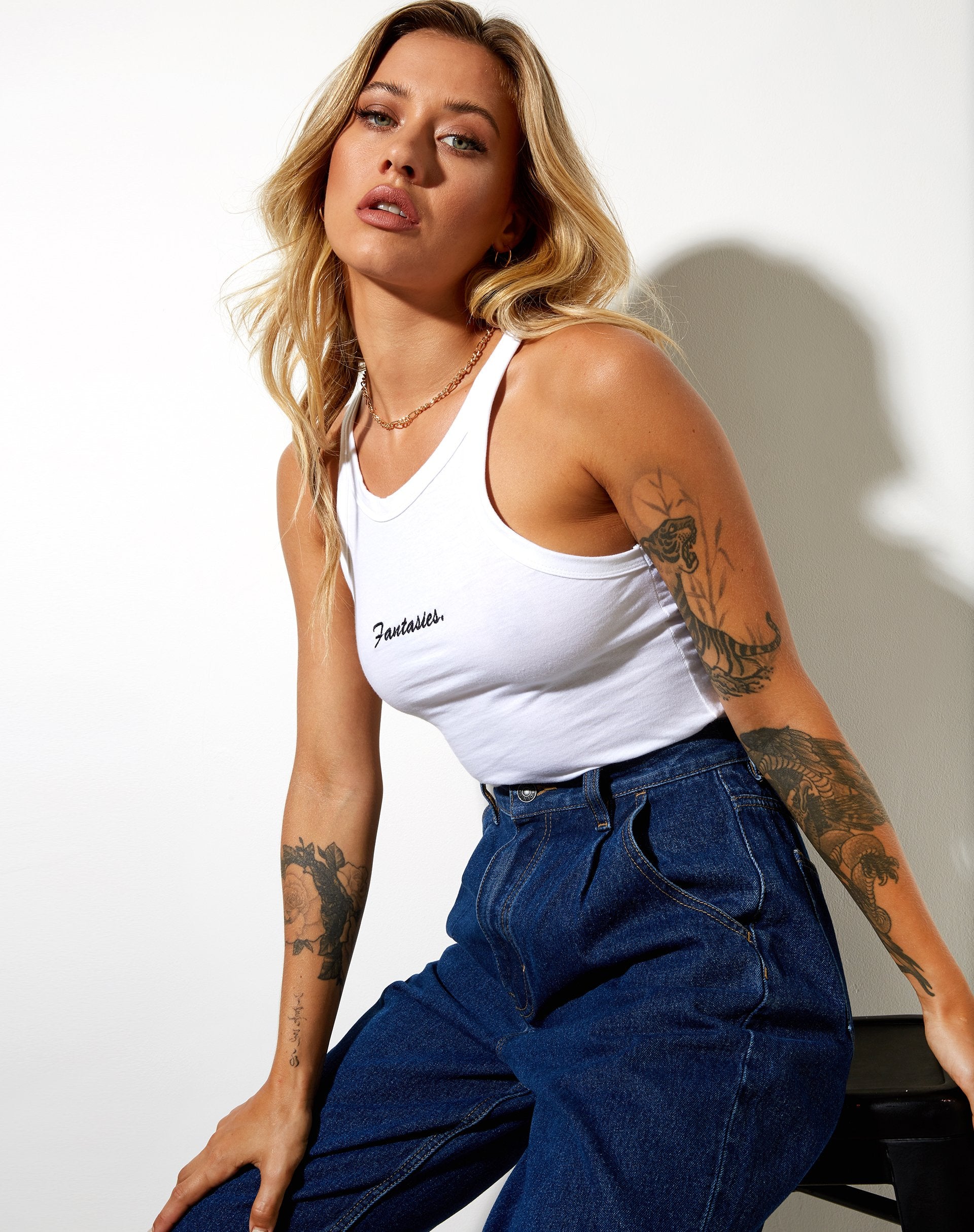 Immagine di Carter Gilet Top in Lycra Bianco Fantasie Embro