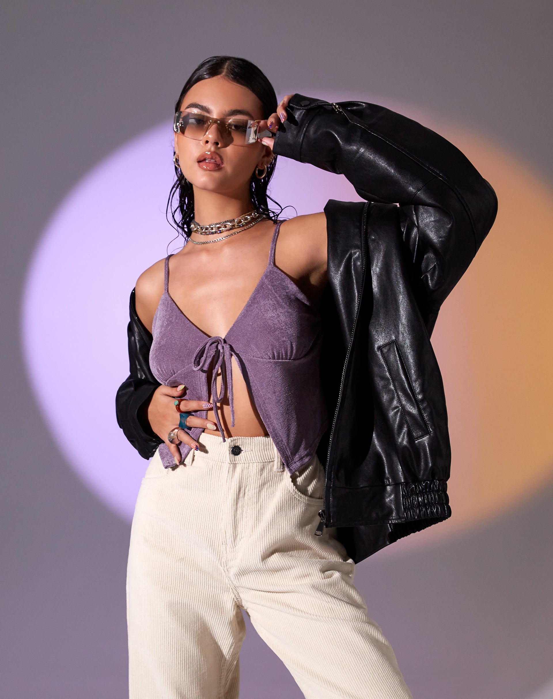Immagine di MOTEL X OLIVIA NEILL Rumak Cami Top in crepe Lavanda