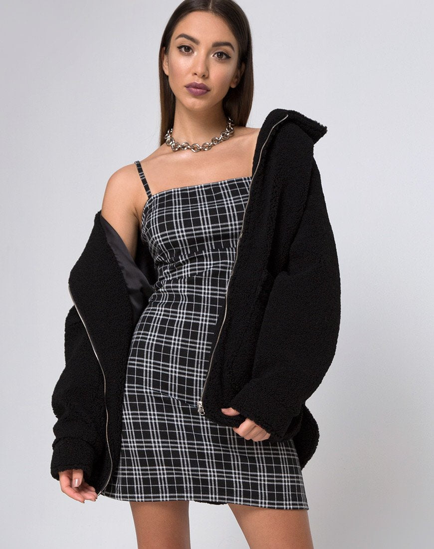 Cecile Slip Dress in Mono Plaid Nero