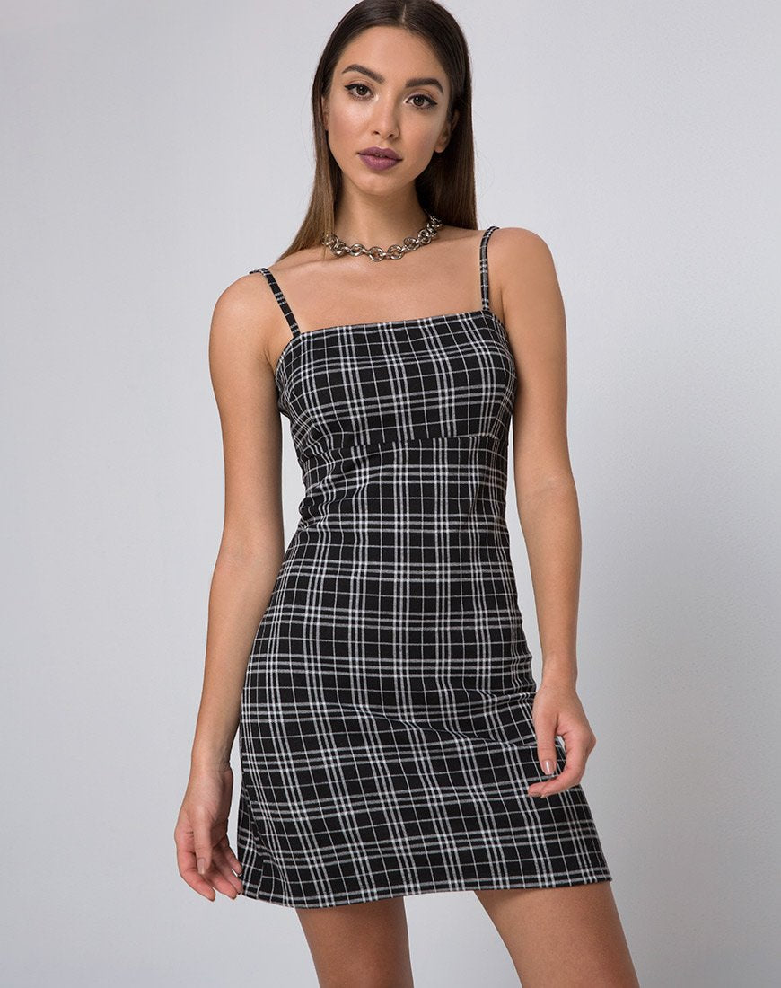 Immagine di Cecile Slip Dress in Mono Plaid Nero