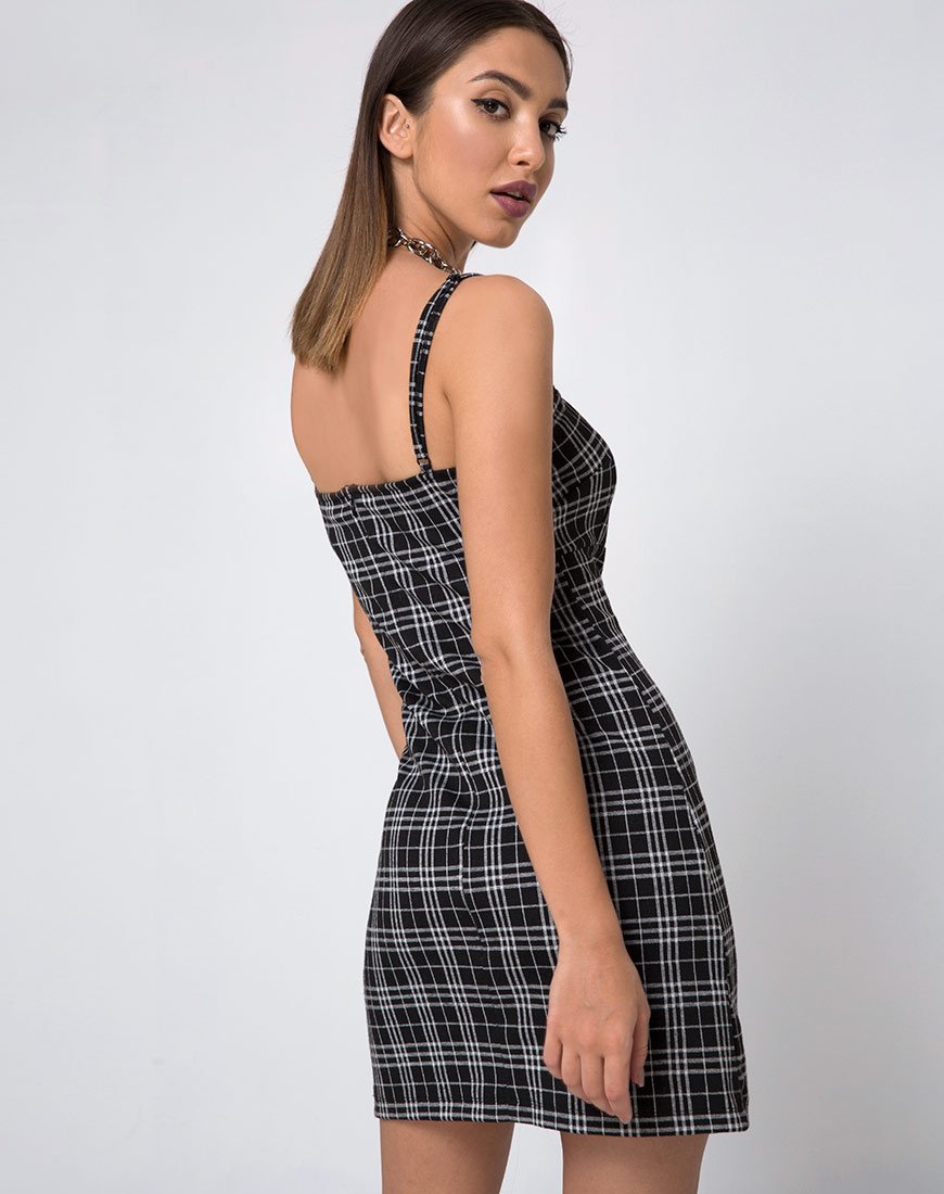 Immagine di Cecile Slip Dress in Mono Plaid Nero