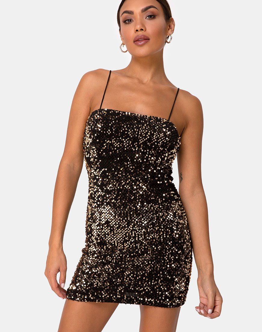 Abito Cecile in velluto con paillettes dorate