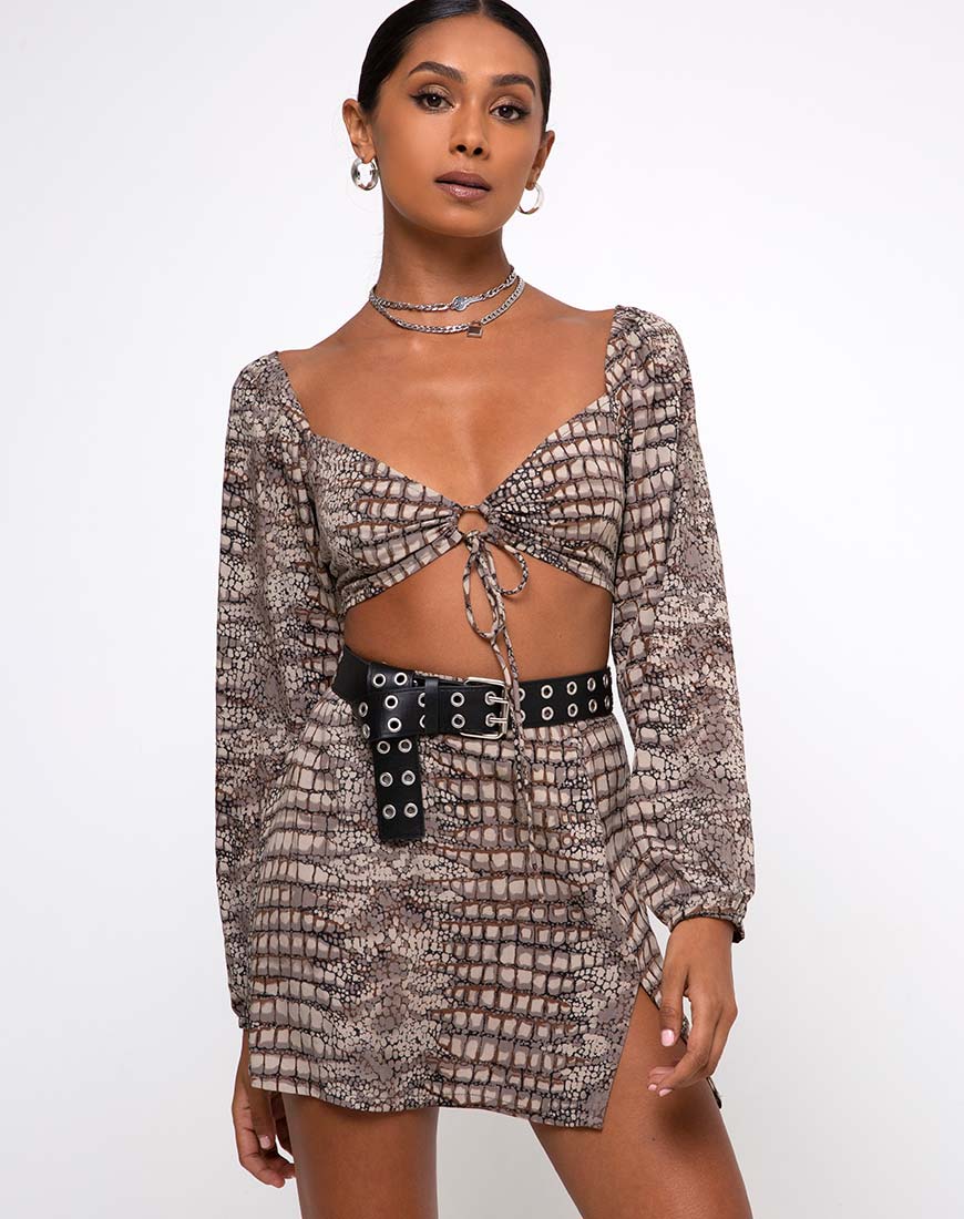 Immagine di Celinda Crop Top in Croc Neutro Grigio