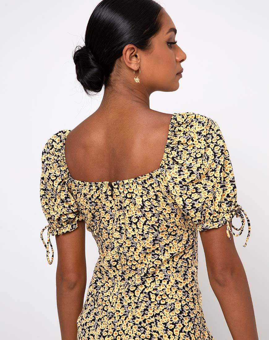 Immagine di Cello Midi Dress in Mini Bloom Giallo