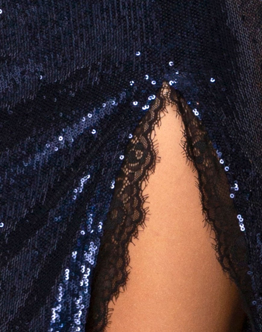 Immagine di Chelo Gonna di mezzanotte in mini paillettes e pizzo nero