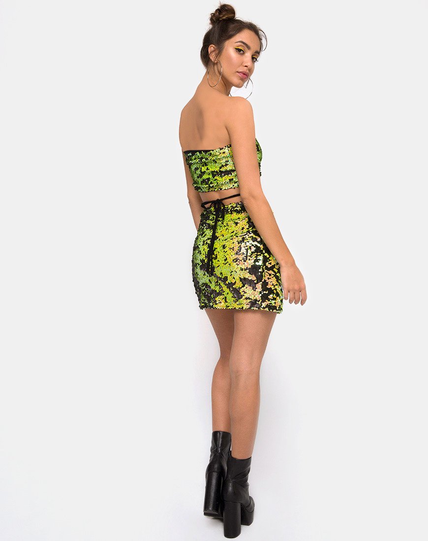 Immagine di Cheri Split Skirt in Citrus Black Sequin