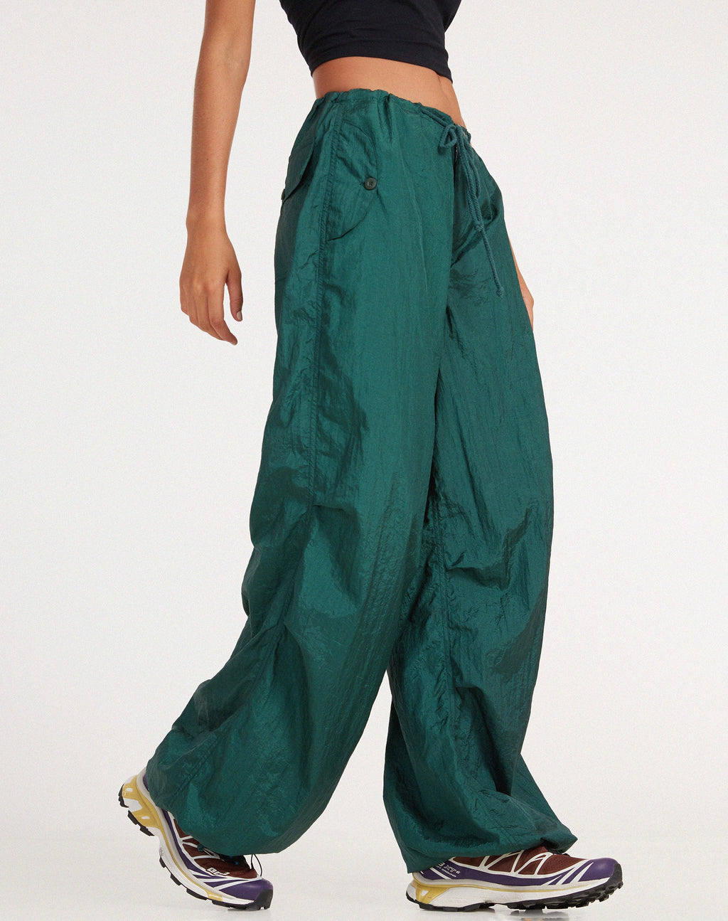 Pantaloni Chute in verde bottiglia Parachute