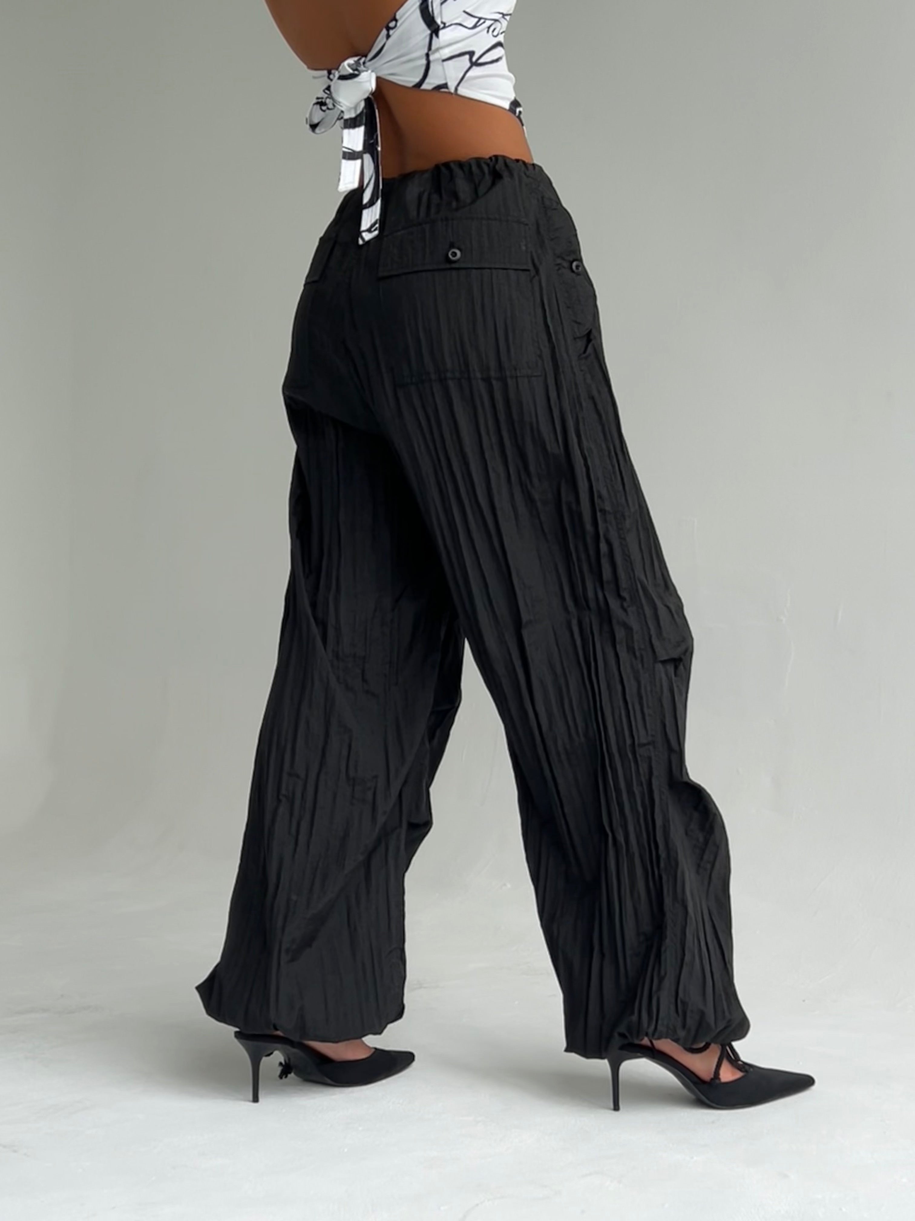 Pantaloni Chute in nero paracadute