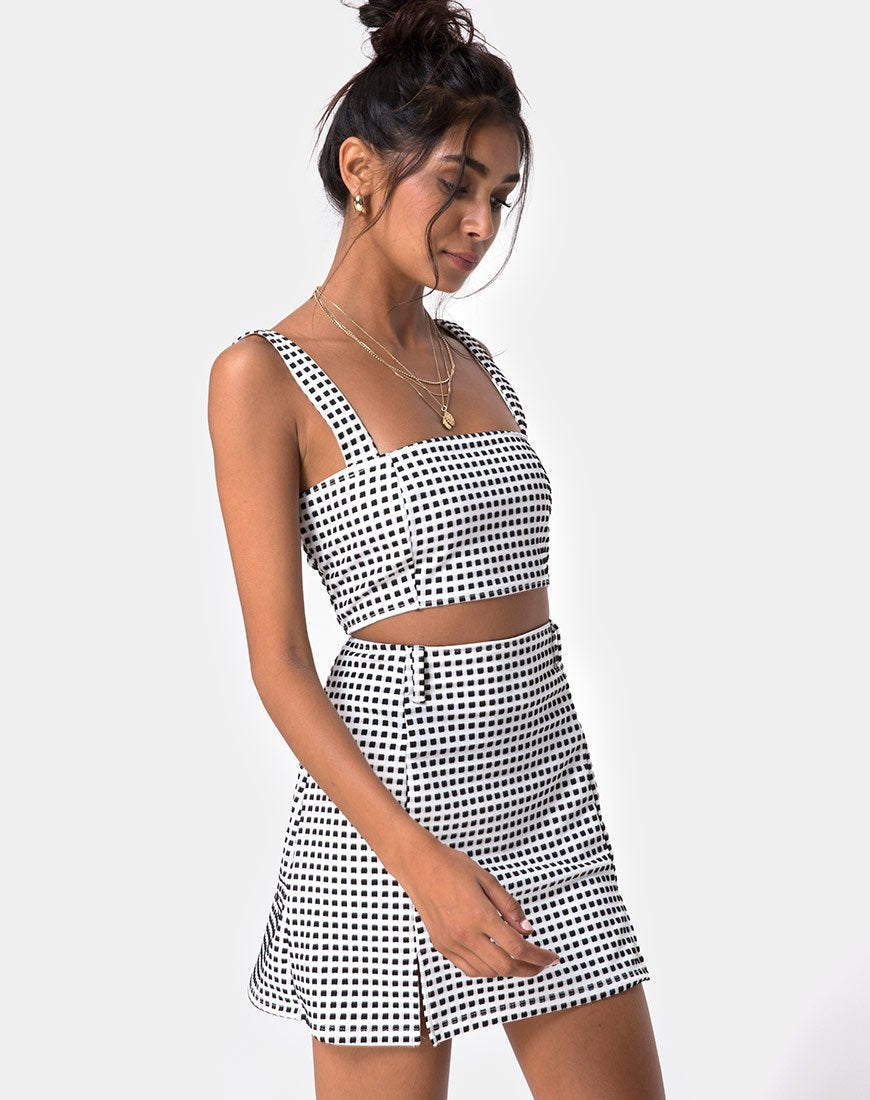 Immagine di Ciara Top in Gingham Avorio Nero