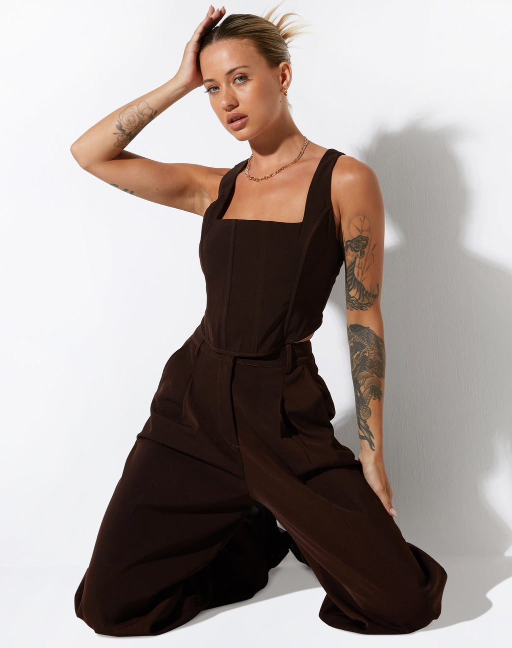 Top corsetto Kicy in cioccolato fondente sartoriale