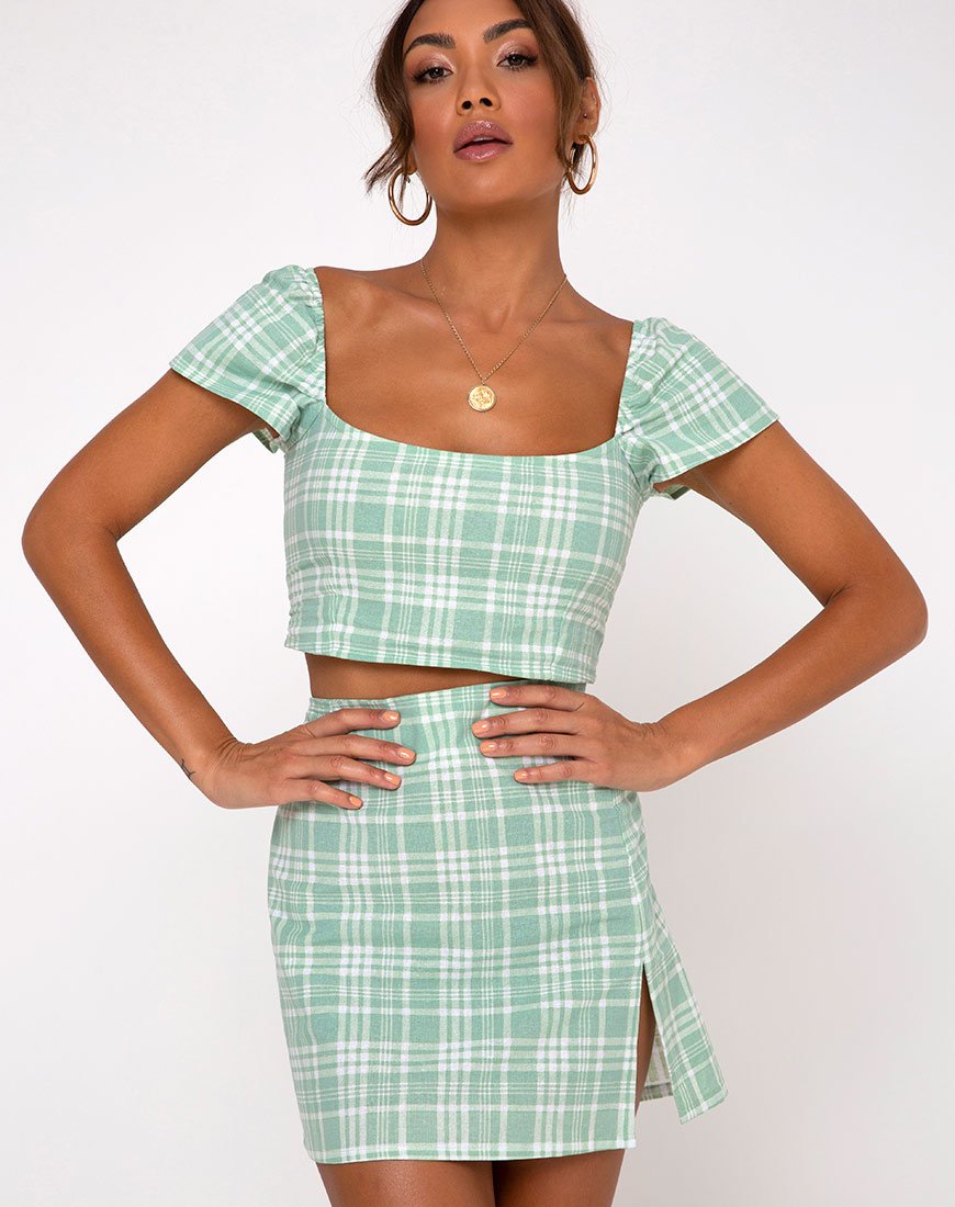 Minigonna Rinka in stoffa da tavola Neo Mint