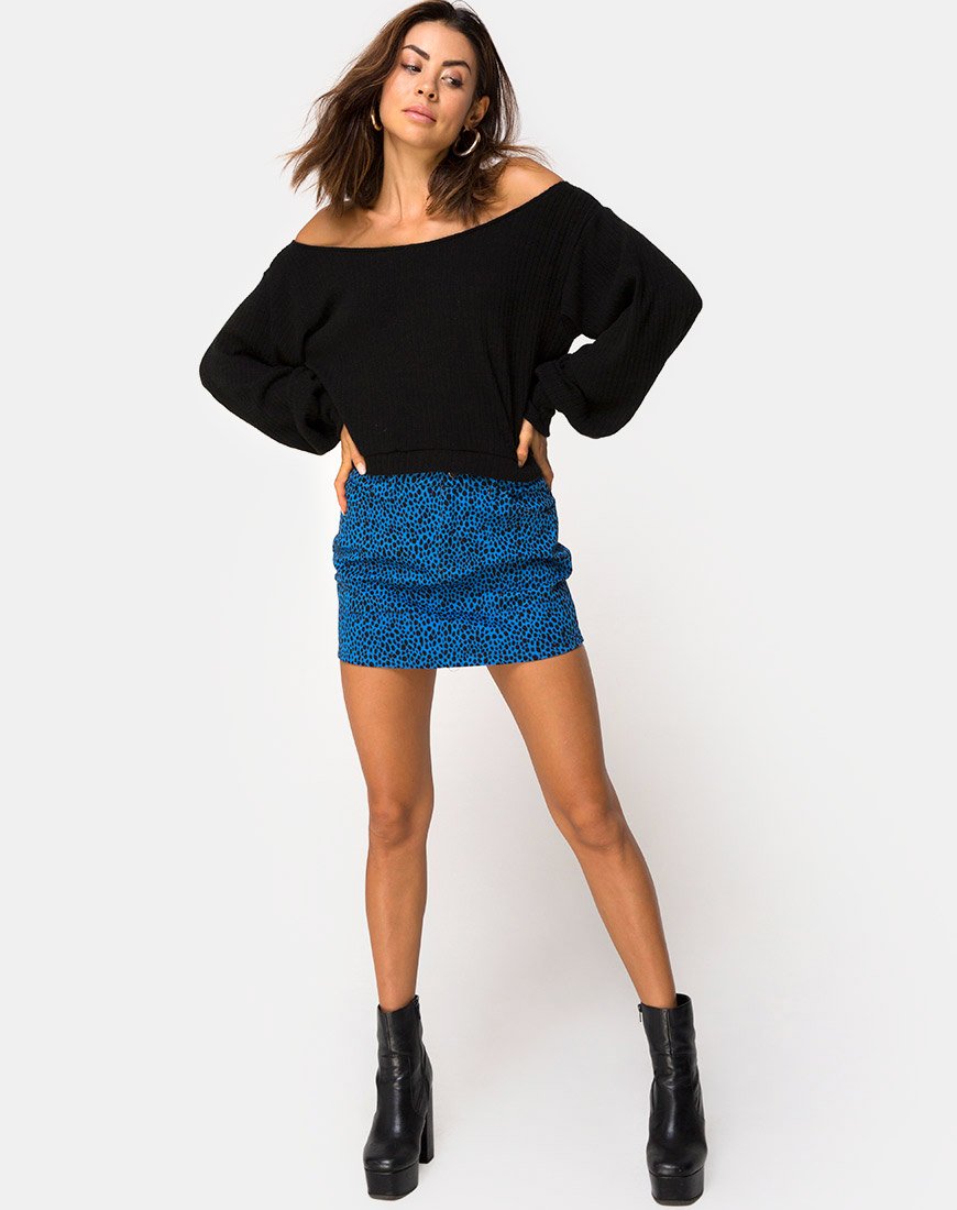 Immagine di Saray Off The Shoulder Jumper in maglia nera