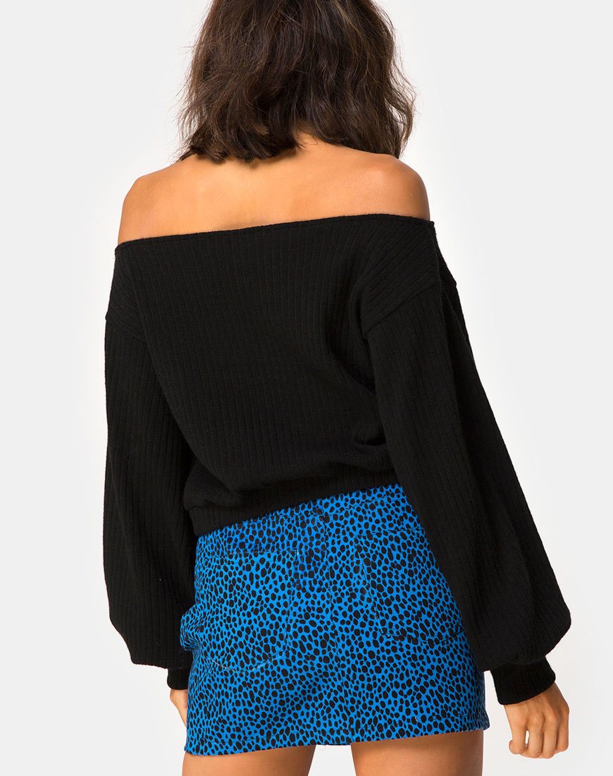 Saray - Maglia fuori spalla in maglia nera