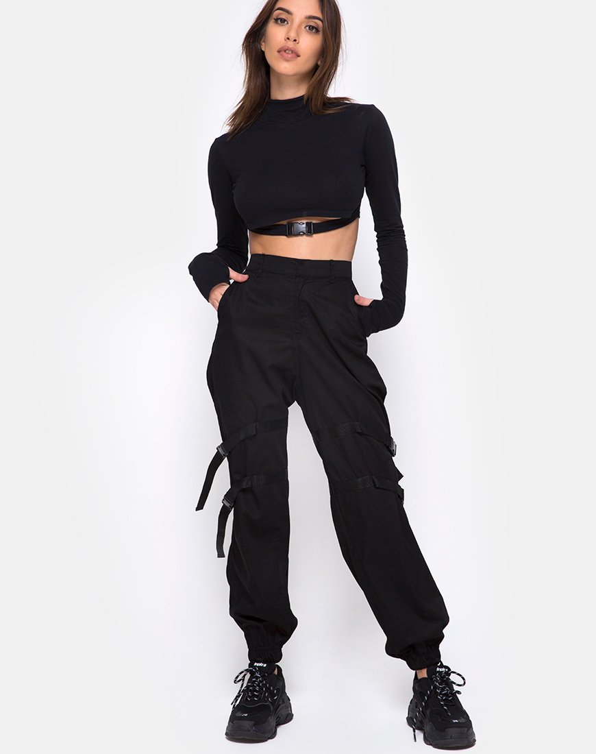 Immagine di Clive Cargo Trouser in Nero Fibbia