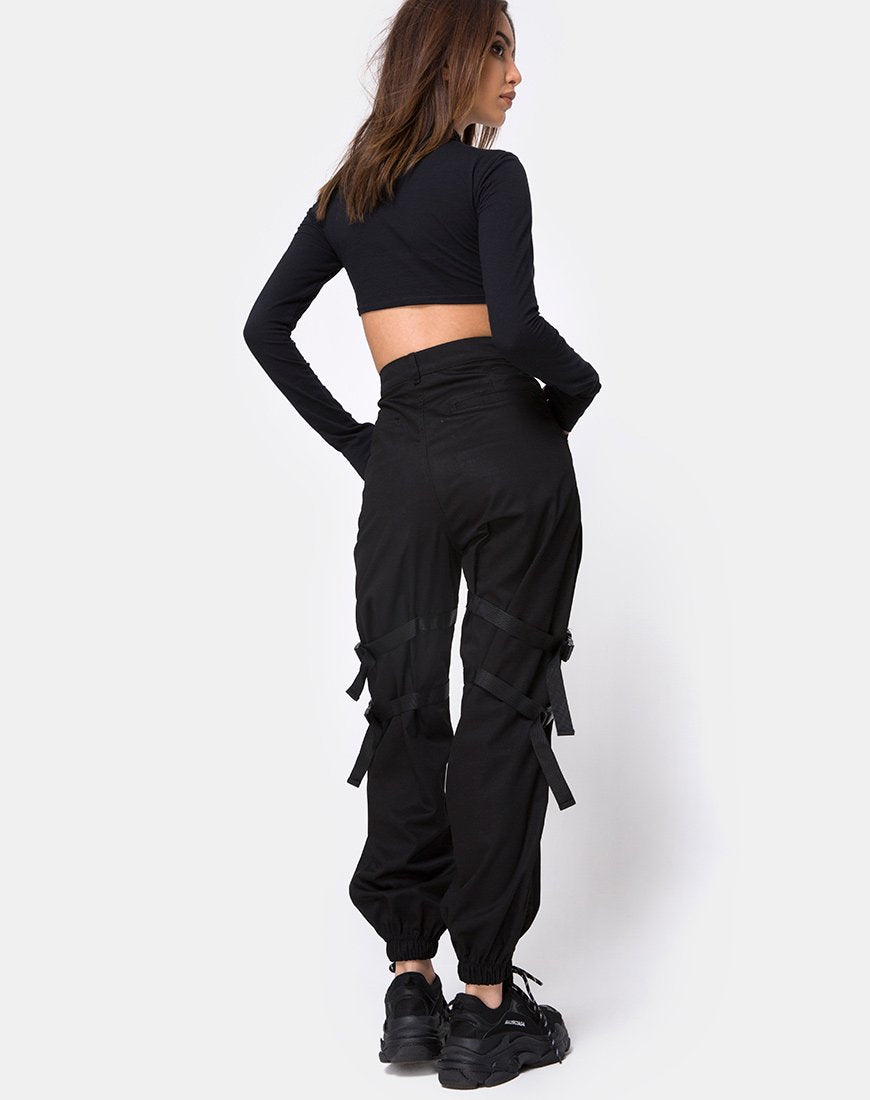 Immagine di Clive Cargo Trouser in Nero Fibbia