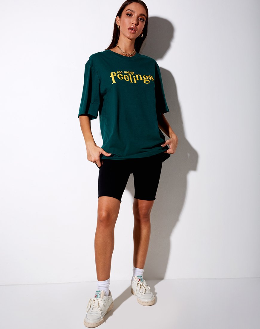 Immagine di Cocoon Tee in verde bottiglia Too Many Feelings