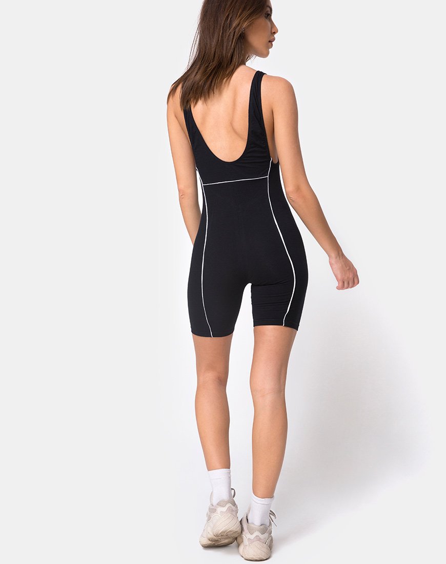Immagine di Coda Unitard in nero con linea piping